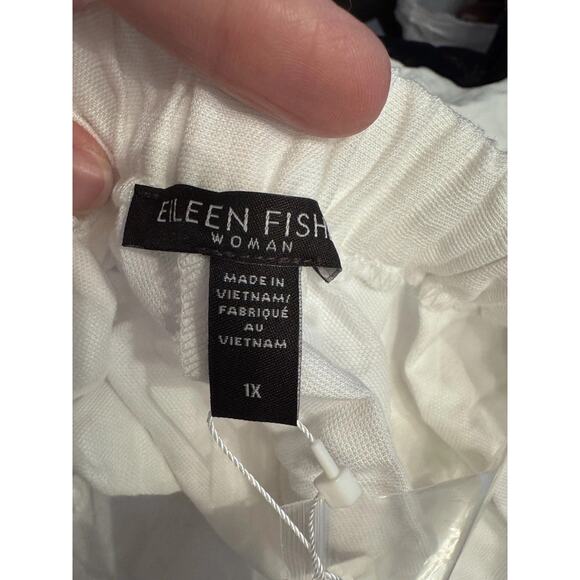 Eileen Fisher White Linen Wide Leg Pants Size 1X NWT - Picture 4 of 16